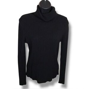 Vintage Y2K George Medium Black Ribbed Turtleneck Sweater Top Long Sleeve